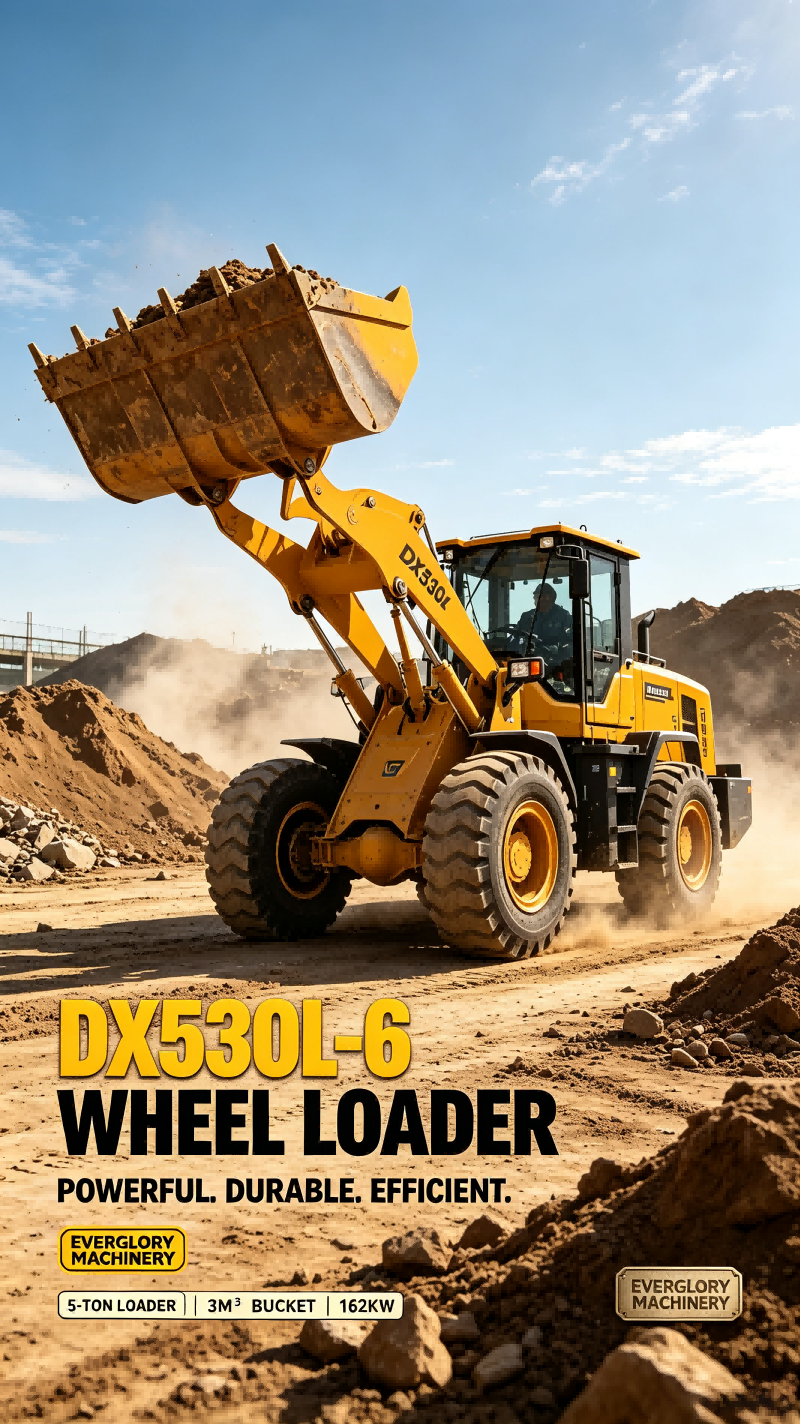 Everglory Machinery lanserer slitesterk DX530L-6 5-tonns hjullaster for jordarbeid